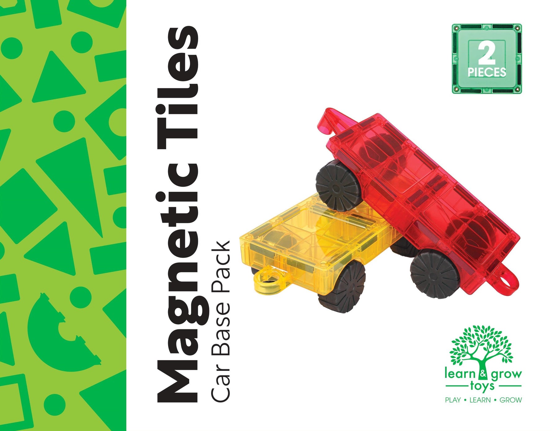 Packaging of the Learn & Grow Toys Magnetic tile car base pack 2 pieces