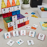 Alphabet Upper Case Pack displayed on colourful magnetic tiles in a playroom