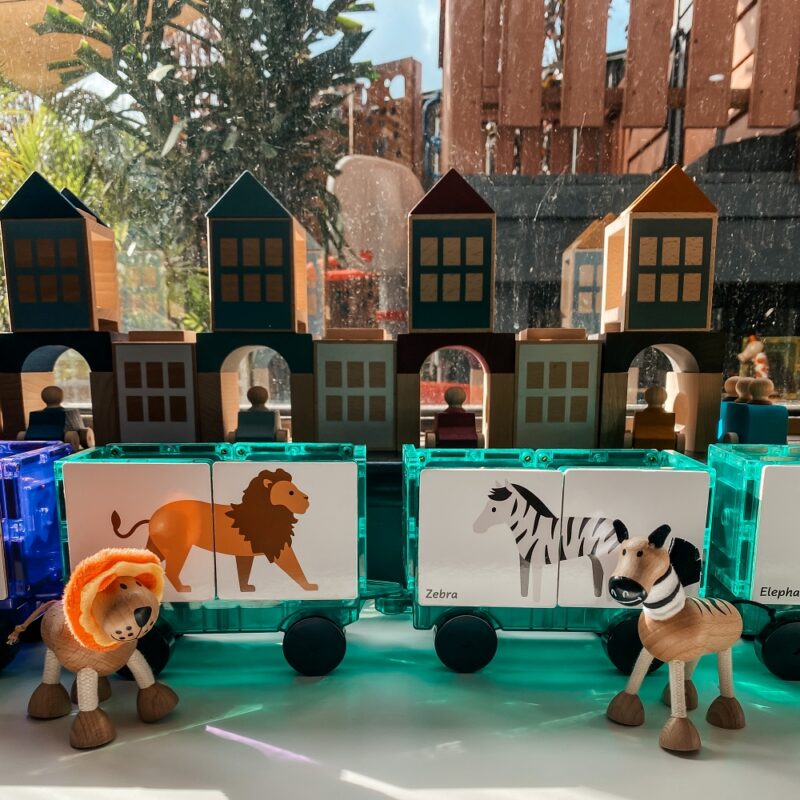 Duo Animal puzzle pack train set up