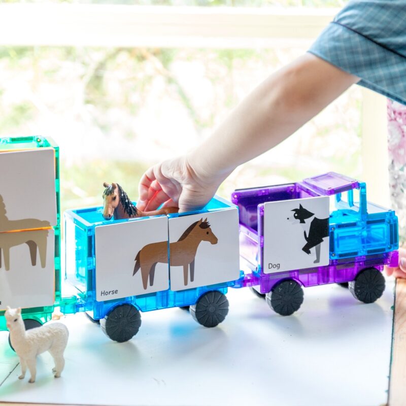 Duo Animal puzzle pack tile toppers used as train animal set up