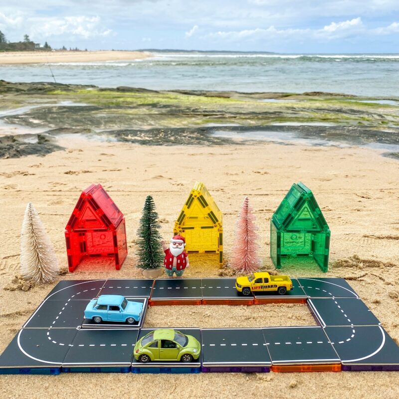 Road toppers at the beach with Santa theme