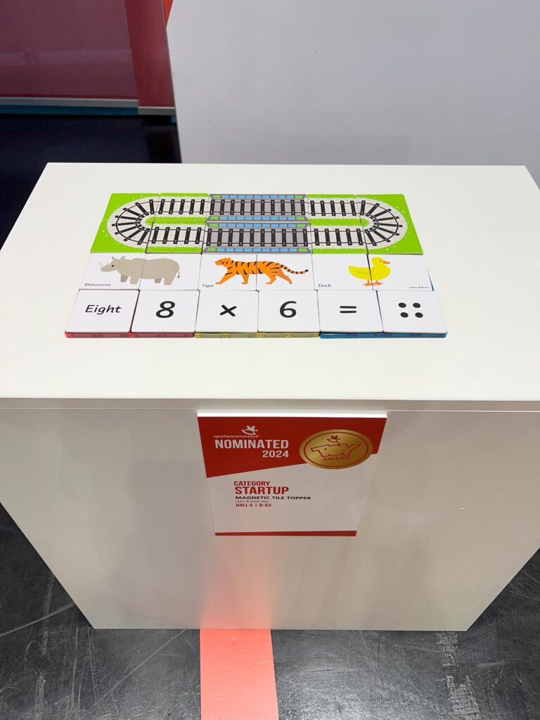 Learn & Grow Toy Award on pedestal- Startup category Spielwarenmesse 2024